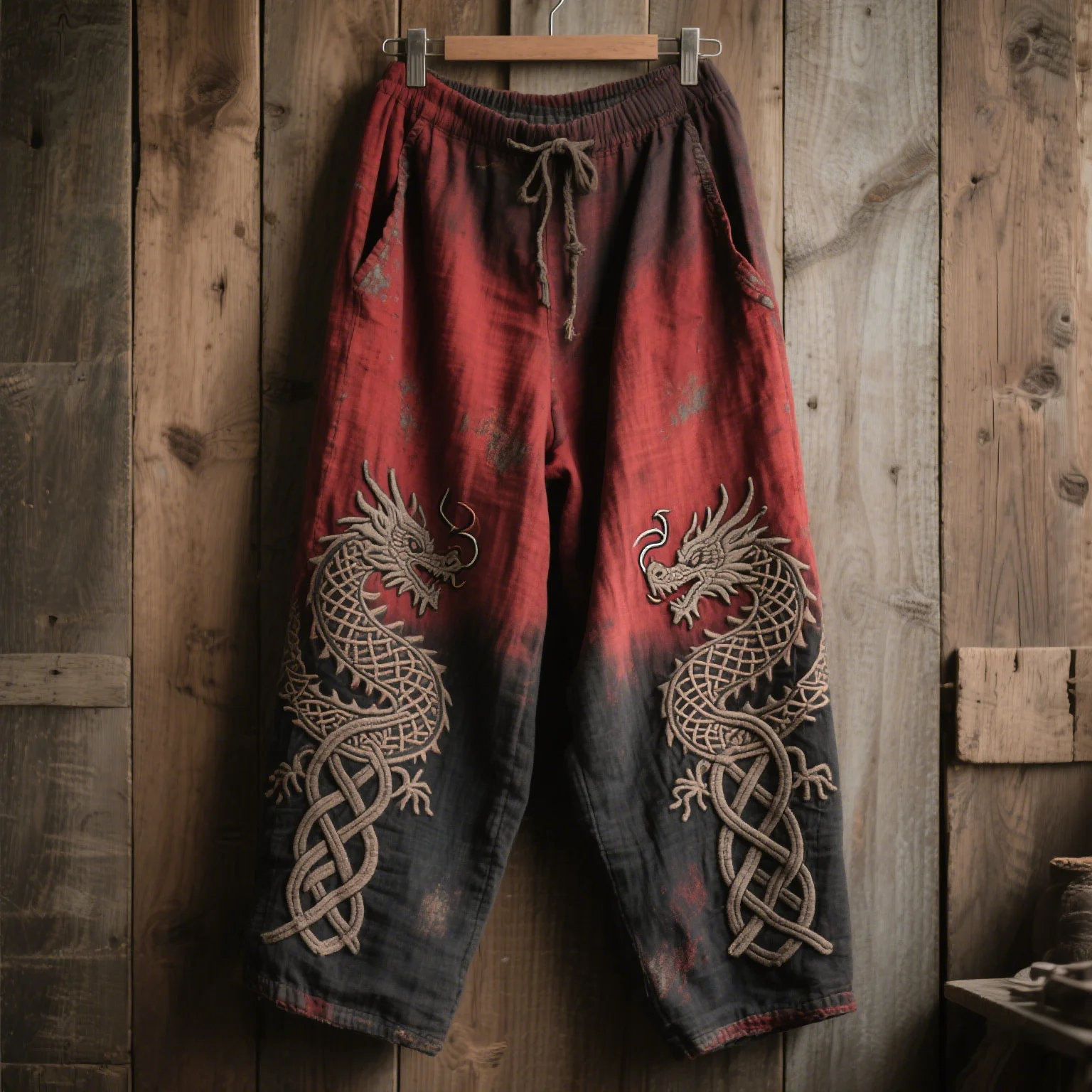 Dragon Black Pants - NorseKin front view