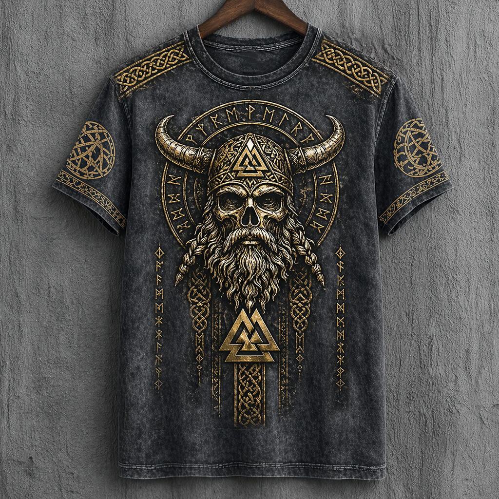 Skull Distressed T-Shirt - NorseKin front view