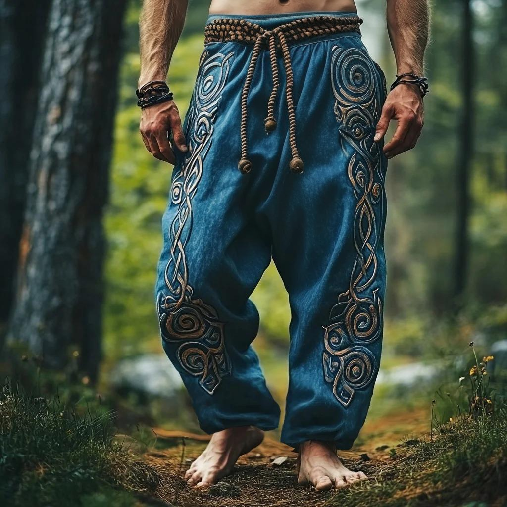 Viking Tribal Celtic Vintage Knot Casual Pants - NorseKin front view