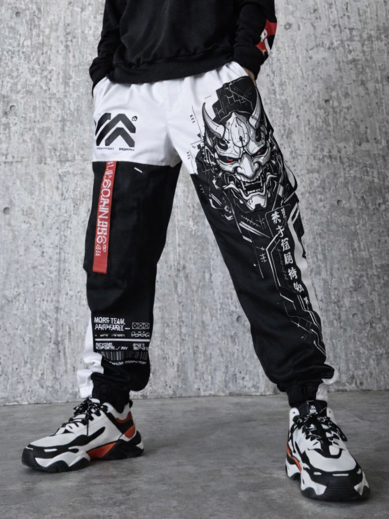 Techwear White Jogger Pants - NorseKin front view