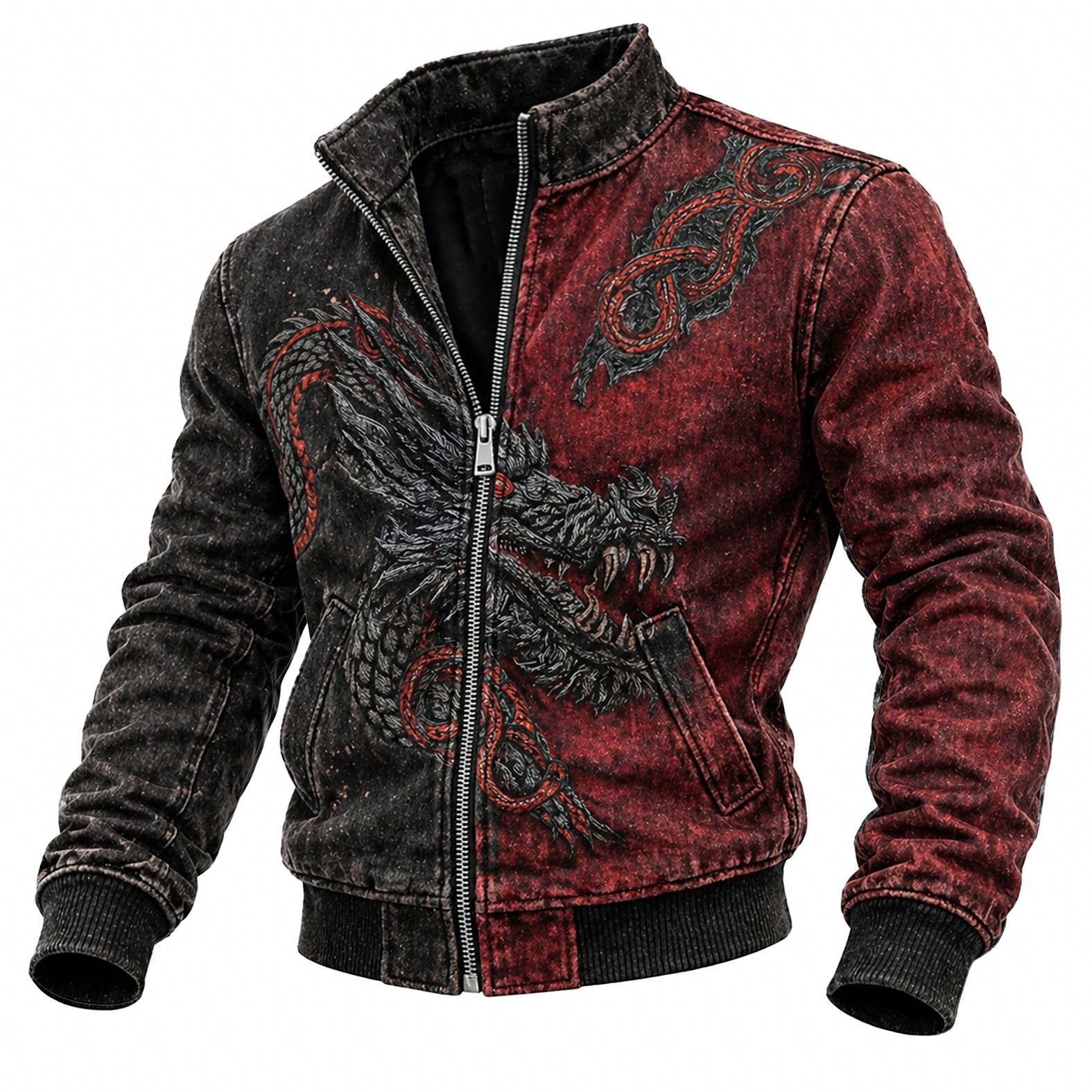Dragon Black Jacket - NorseKin front view