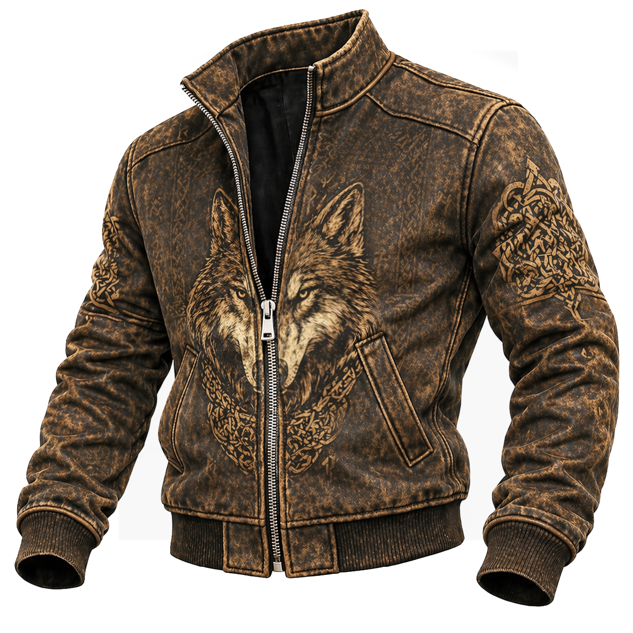 Wolf Brown Denim Jacket - NorseKin detail view 3