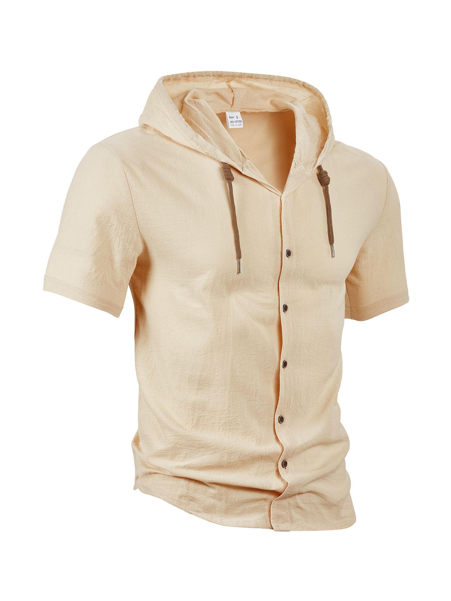 Light Grey Textured Hooded Button-Up Shirt - NorseKin detail view 9