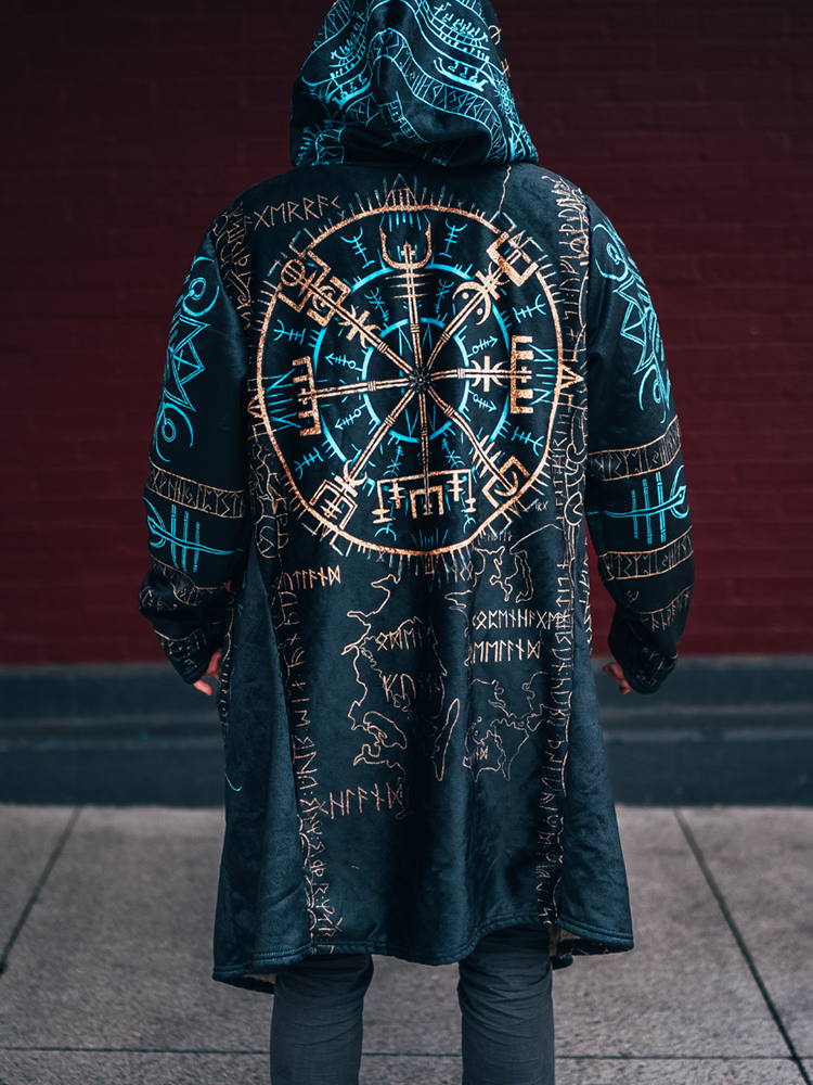 Vegvisir Norse Compass Hooded Cloak - NorseKin detail view 3