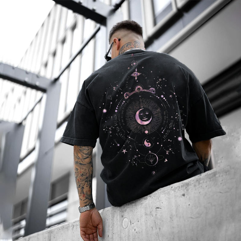 Vintage Stars Moon Sun T-Shirt - NorseKin front view