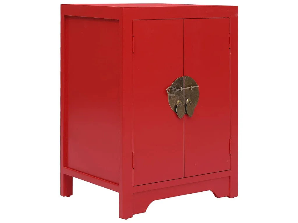 Moderner Nachttisch aus Holz, Rot, 38x28x52 cm-Villalix