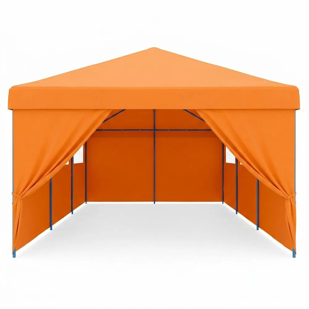 Carpa de Jardín 3x3m Tela Poliester Naranja Estructura Acero
