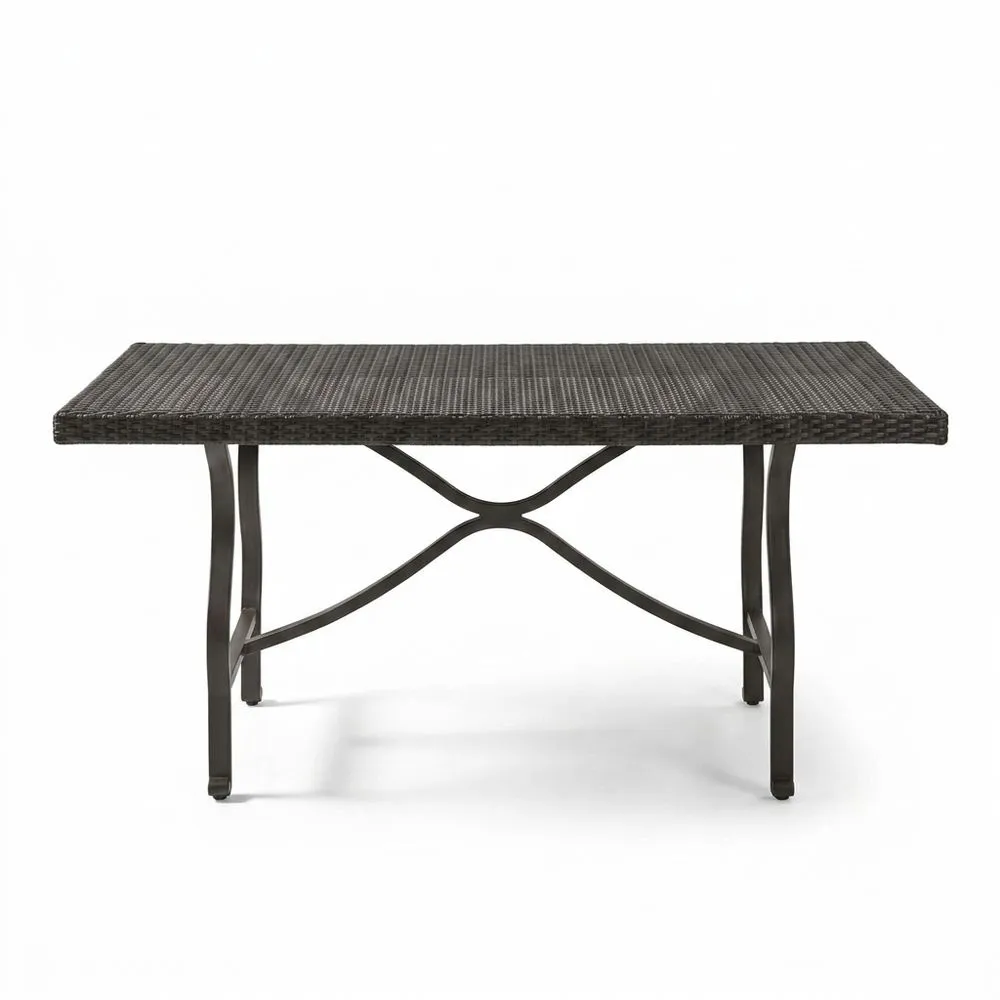 Mesa rectangular ratán sintético negro estructura acero