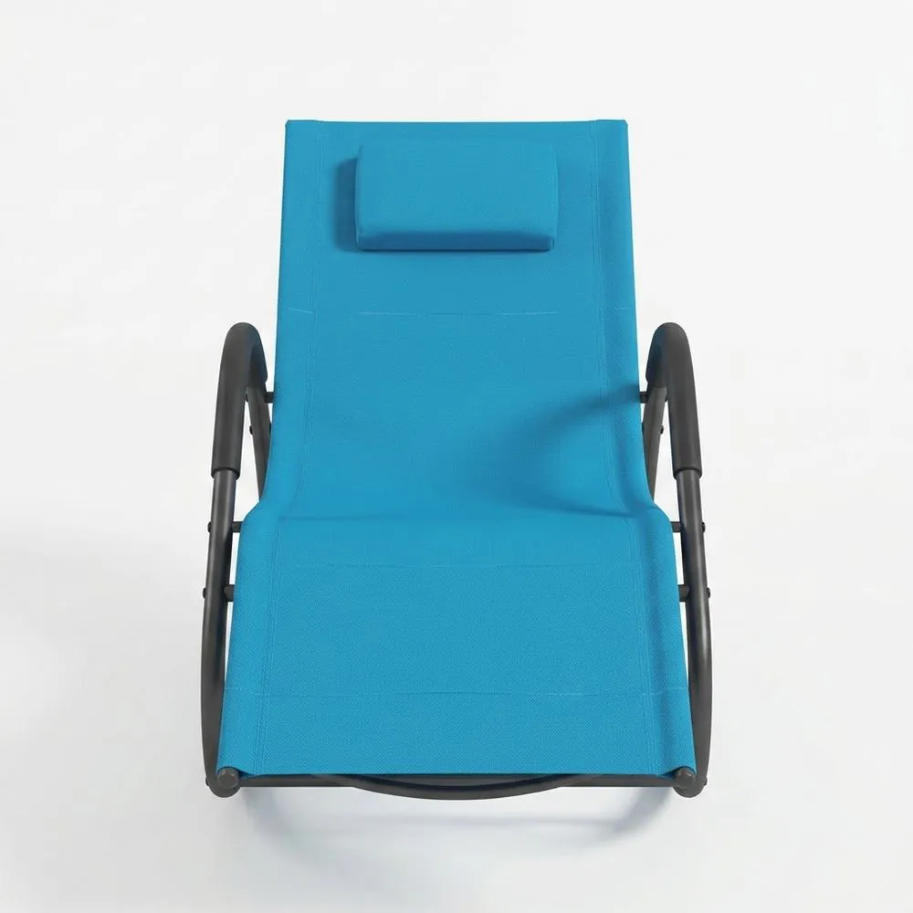 Tumbona de jardín textilene azul con estructura de acero