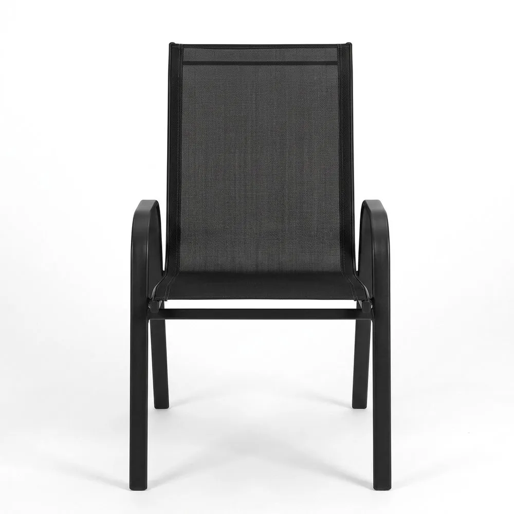 Silla de aluminio negro con textilene 72x55x92 cm