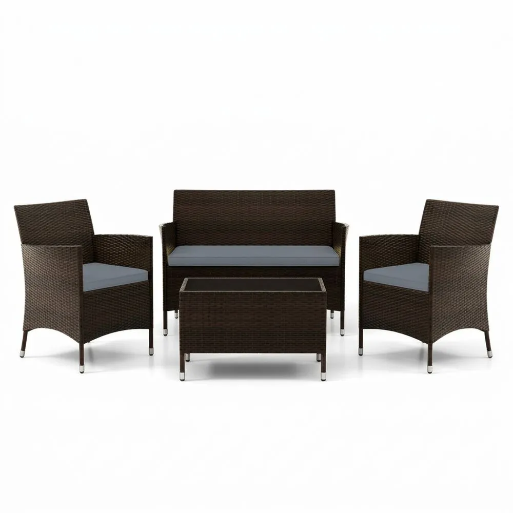 Conjunto de muebles de ratán para exteriores con relleno de fibra de poliéster