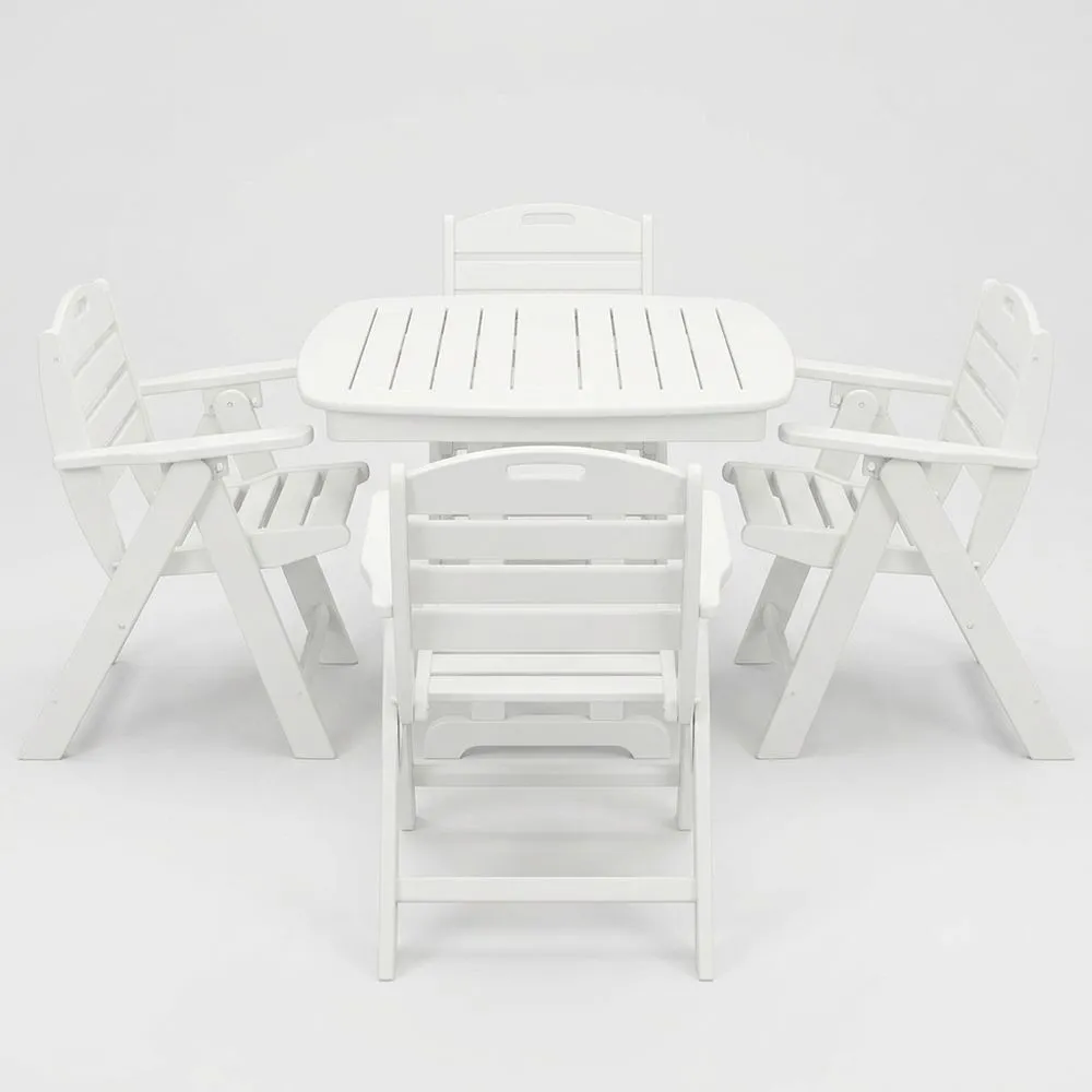Conjunto de Mesa y Sillas de Jardín de Polipropileno Blanco