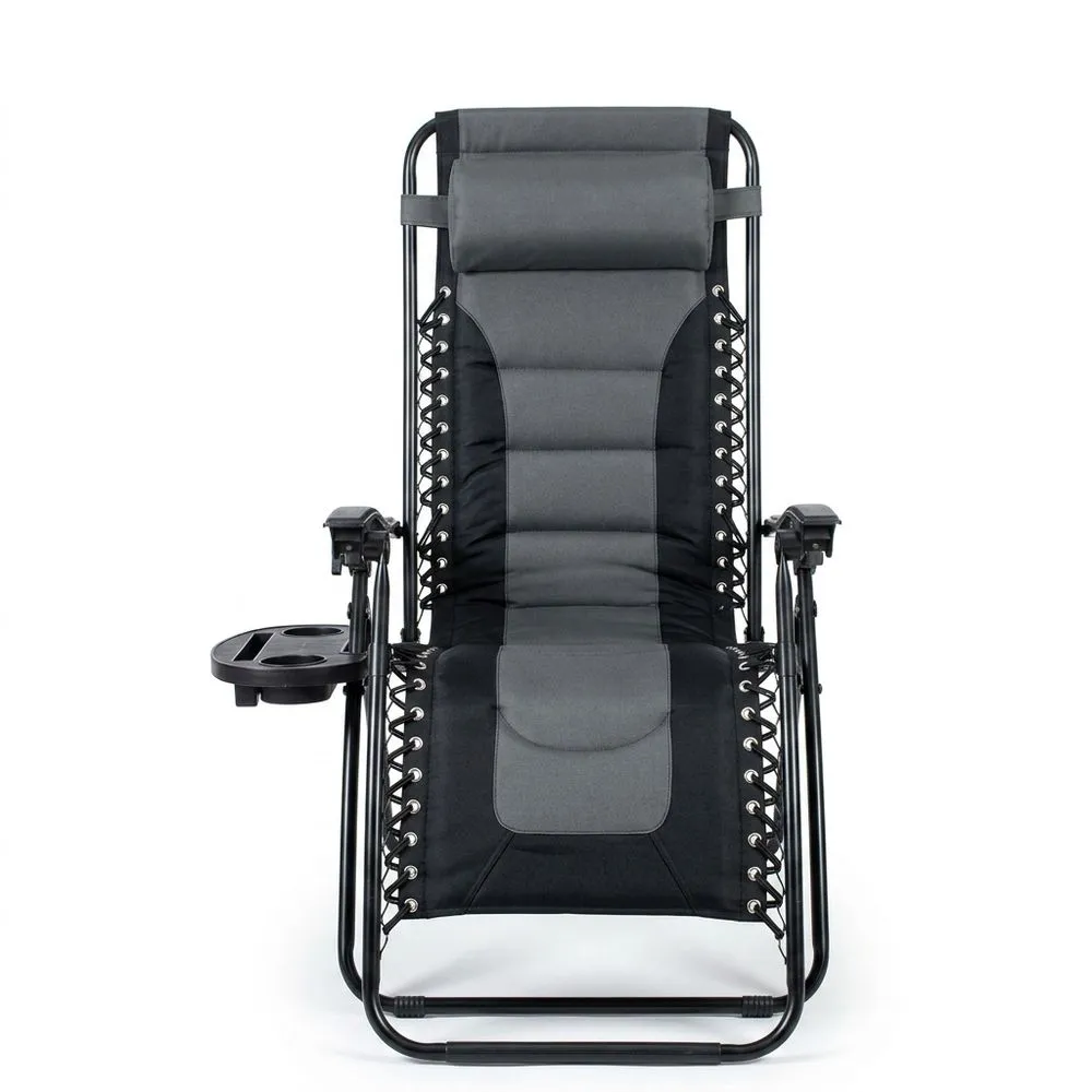 Silla Reclinable Plegable de Acero y Poliéster con Portavasos