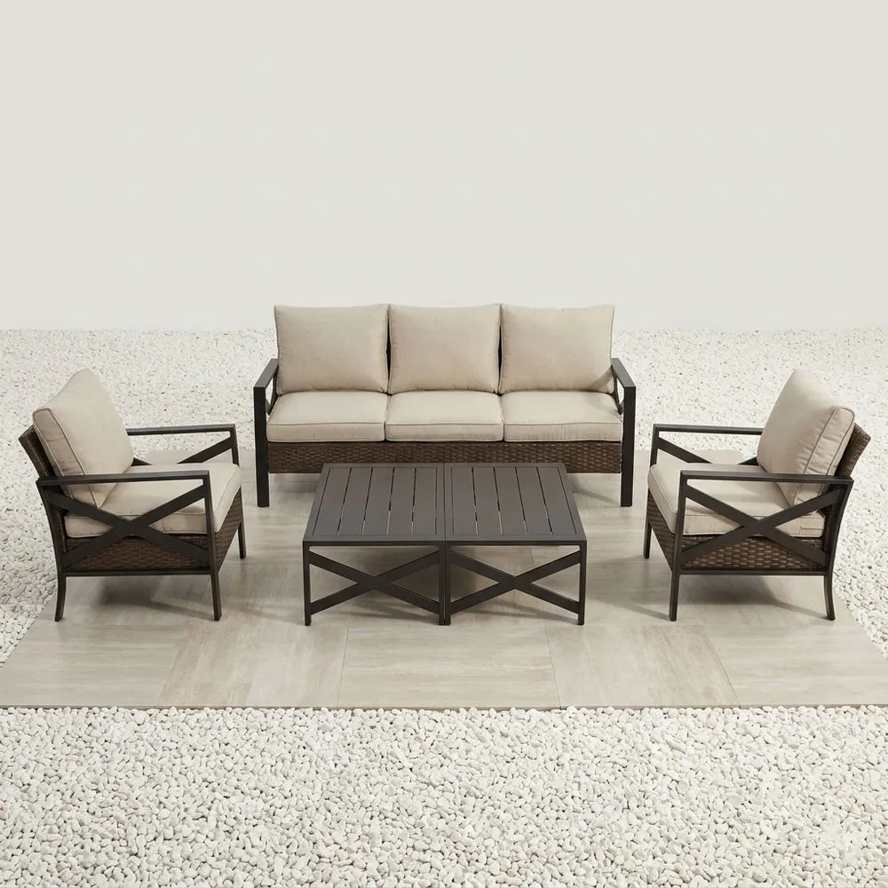 Juego de Muebles de Exterior de Aluminio y Ratán Beige