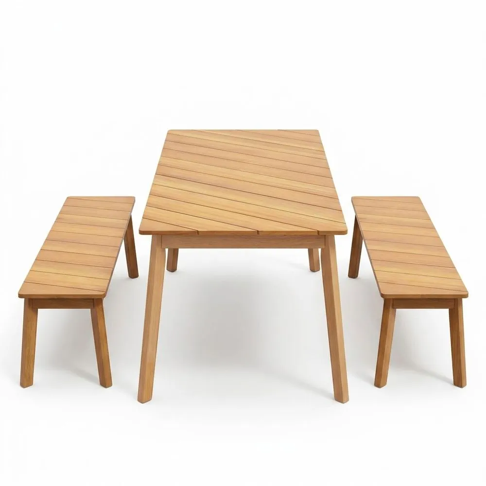 Conjunto de mesa y sillas de teca para exteriores