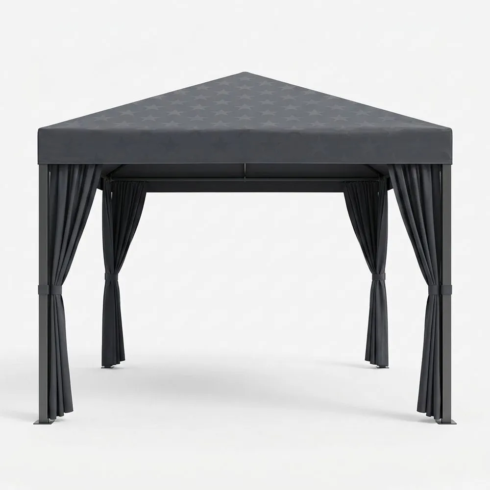 Pabellón de Jardín con Estructura de Acero y Cubierta de Poliéster Gris