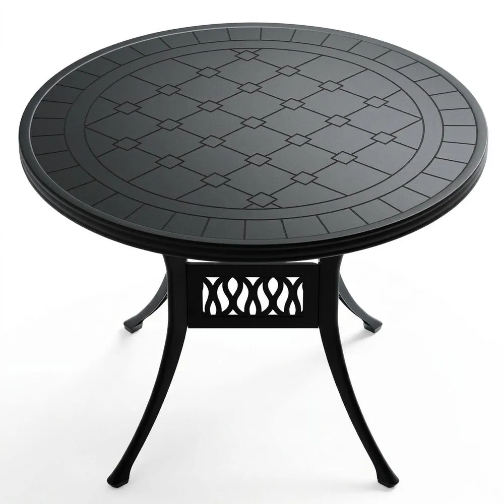 Mesa redonda de aluminio negro de 106 cm