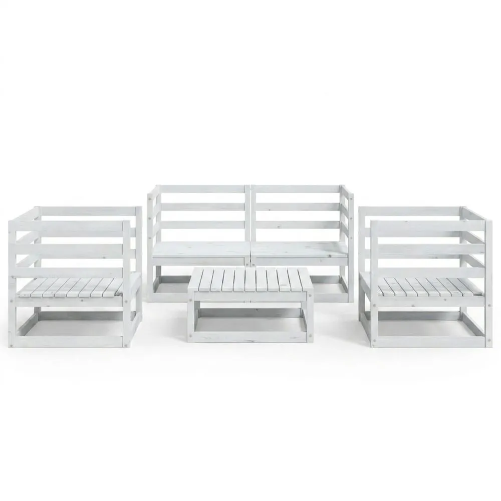Conjunto de muebles de jardín de pino blanco con tratamiento anticorrosión