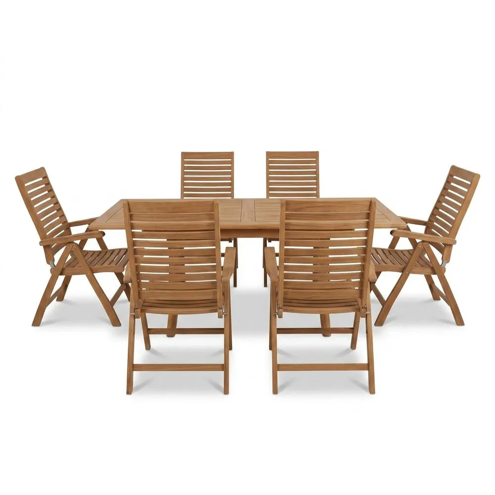 Conjunto de comedor exterior de madera de teca 6 plazas