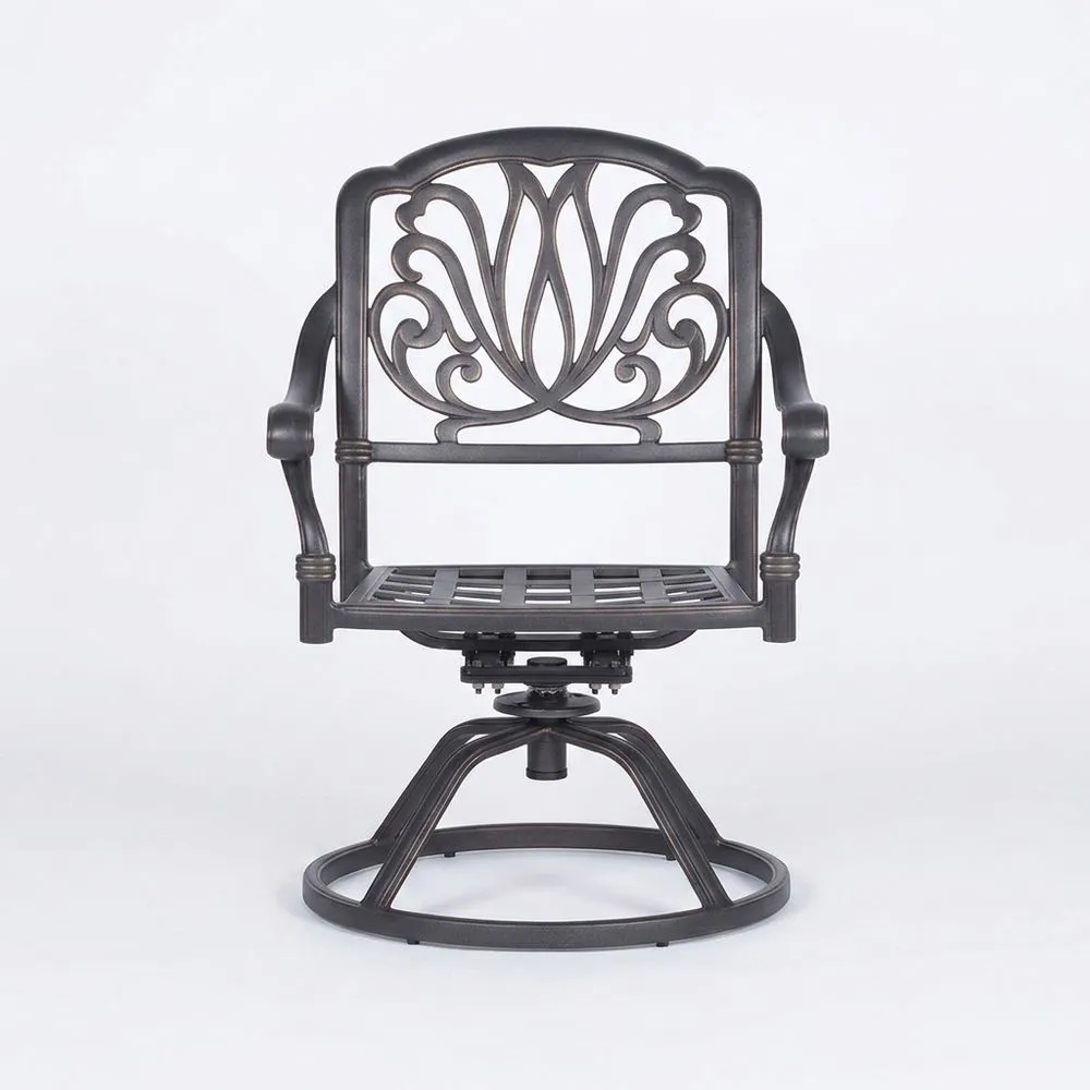 Silla giratoria de aluminio fundido para exterior 50x50x80 cm