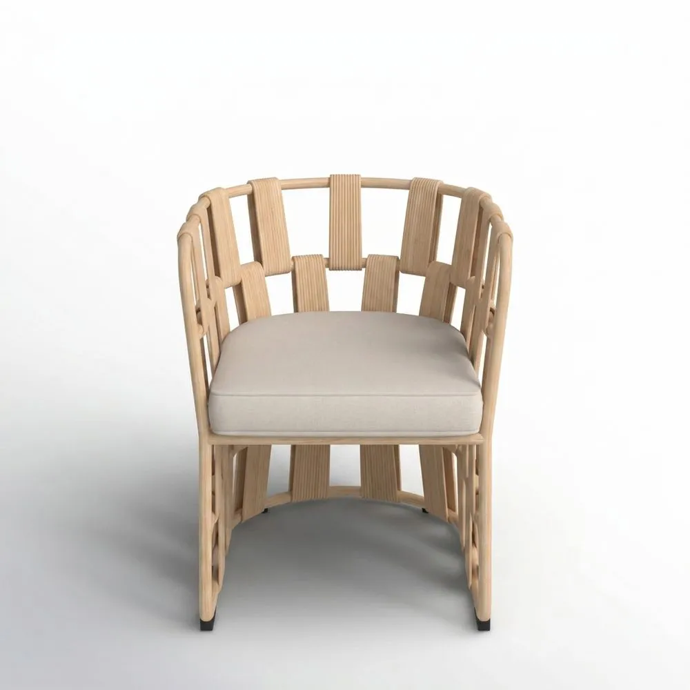 Asiento de madera maciza de roble con tapicería de fibra de poliéster beige