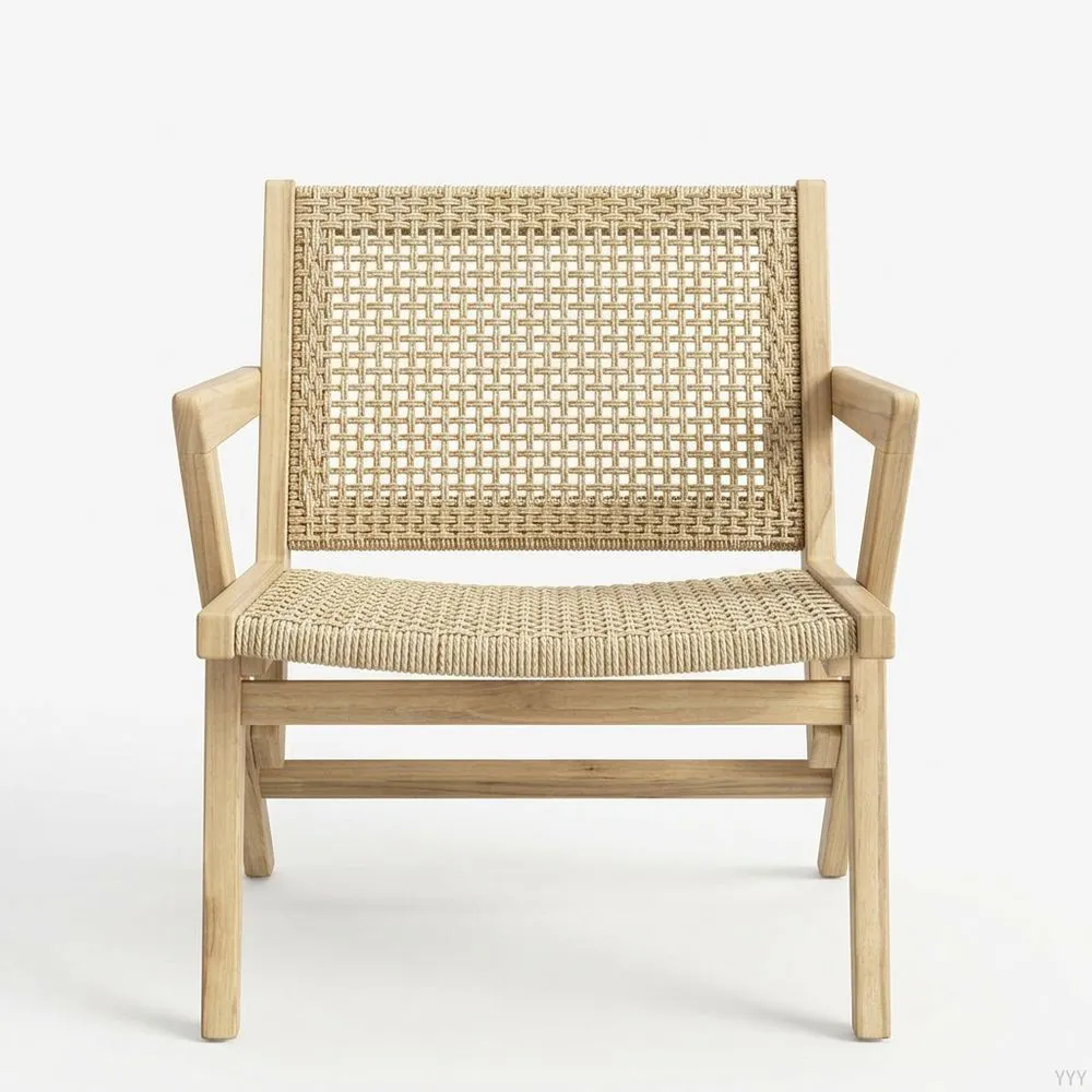 Silla de Madera de Roble y Cuerda Tejida Natural