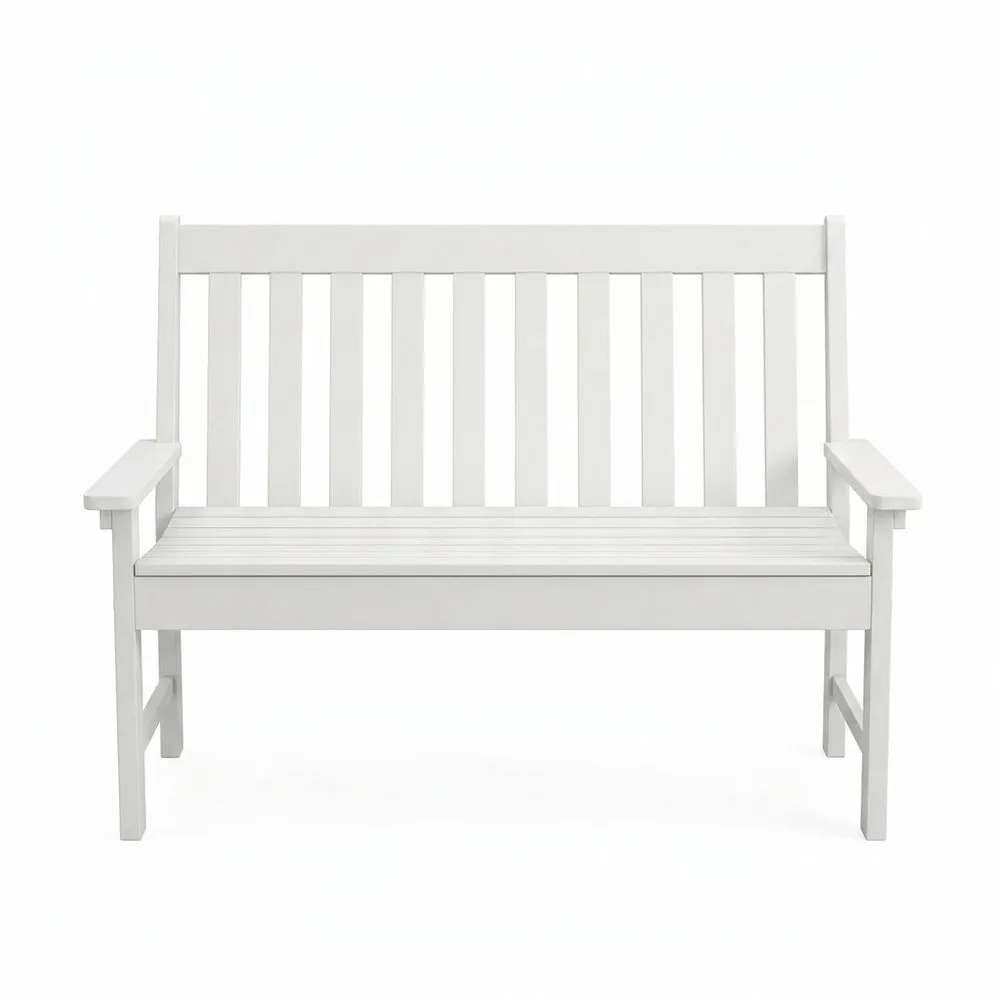 Banco de madera maciza blanco 120cm para exteriores