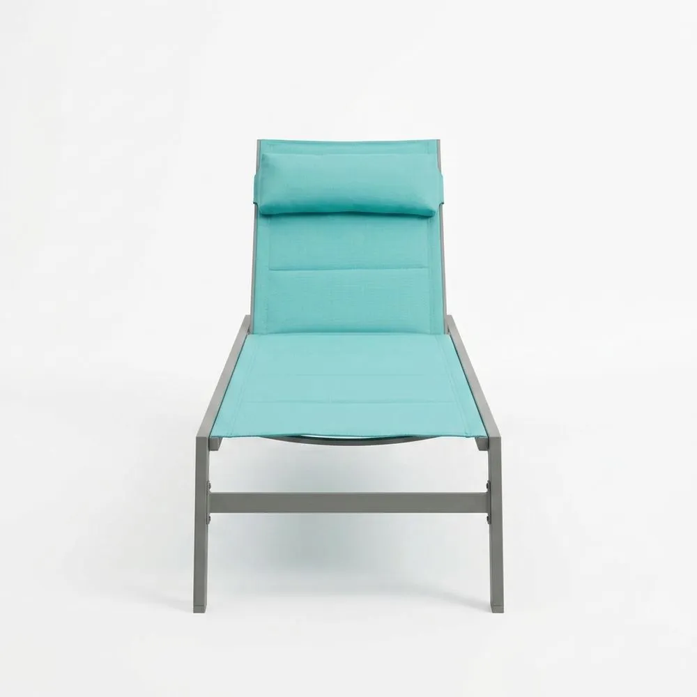 Tumbona de aluminio y textileno turquesa