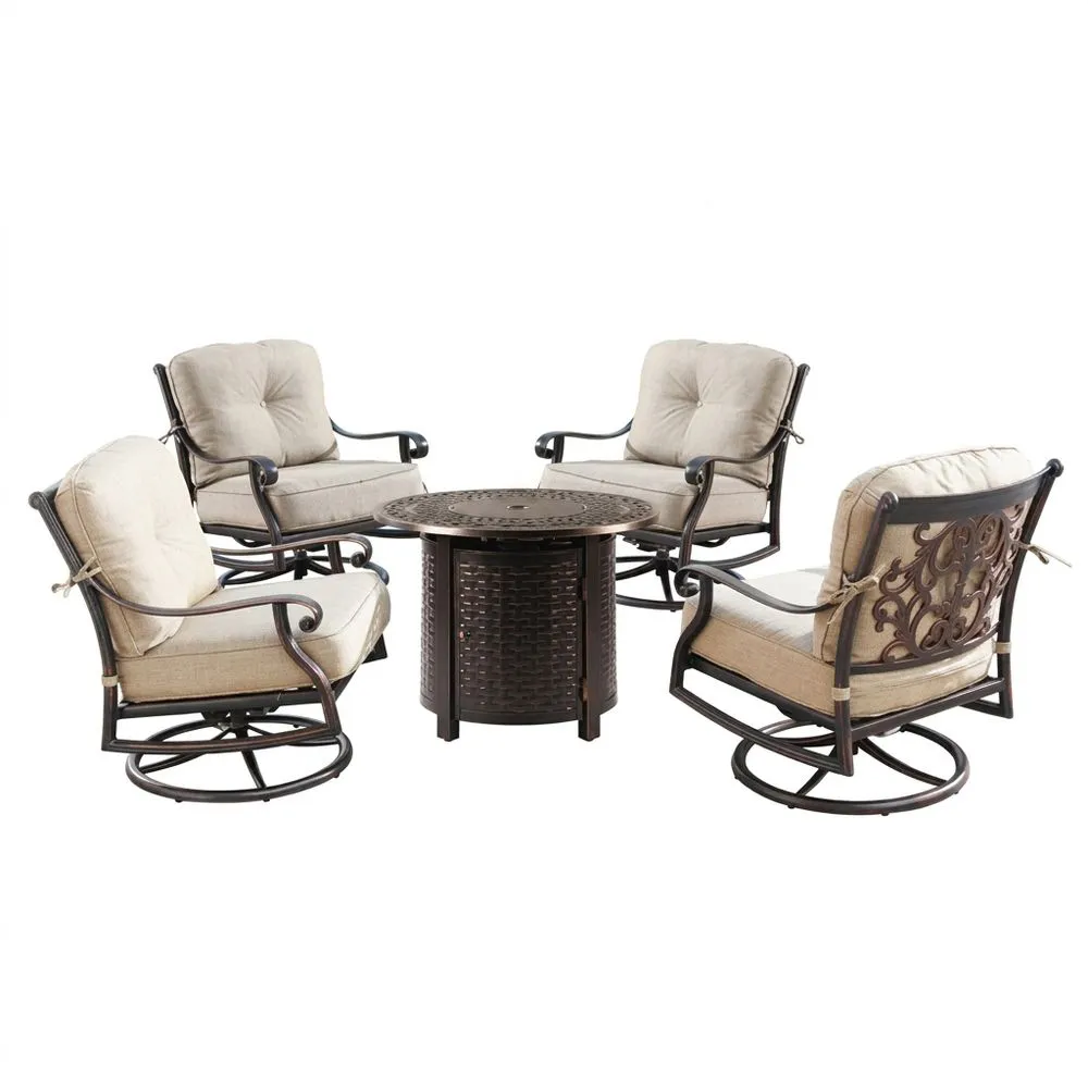 Conjunto de Muebles de Exterior de Aluminio Beige Mesa Redonda 91.44cm