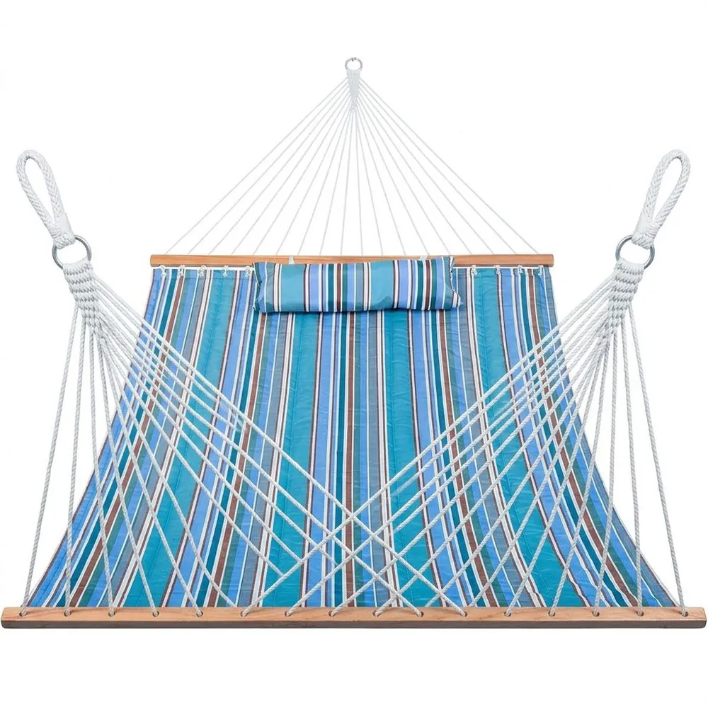 Hamaca de roble de algodón con rayas azules 200x150cm
