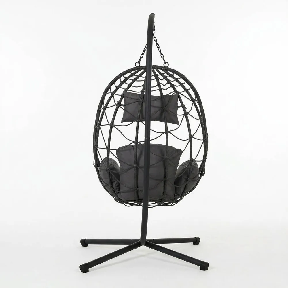 Silla suspendida de acero con respaldo gris 195 cm