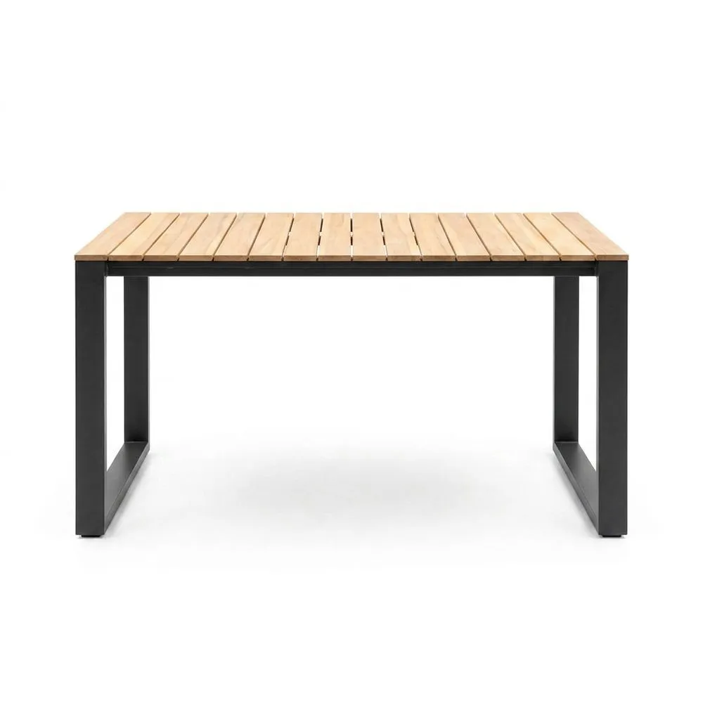 Mesa de jardín de aluminio y madera de teca 150x90x75 cm