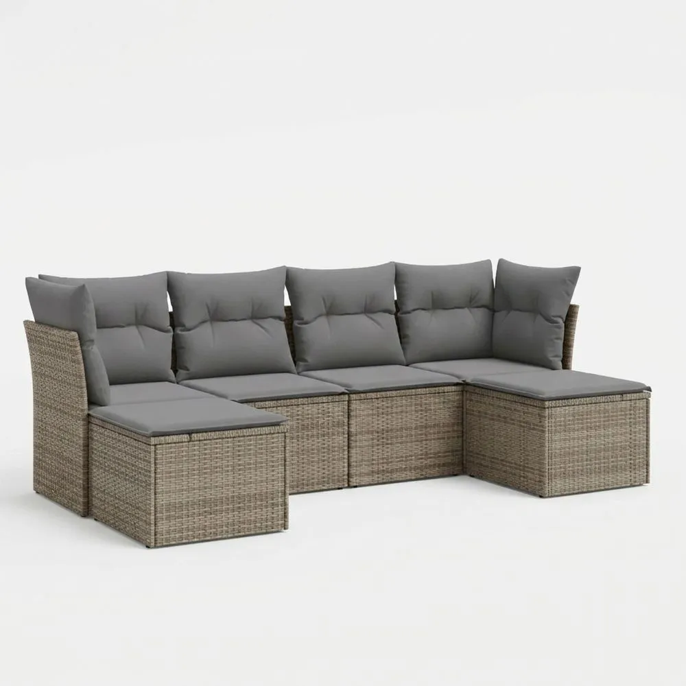Sofá modular de ratán cojines poliéster 5 plazas