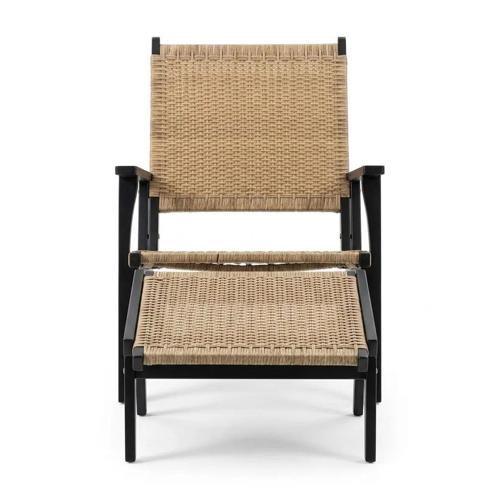 Sillas negras de ratán tejido y aluminio 75x80x90 cm