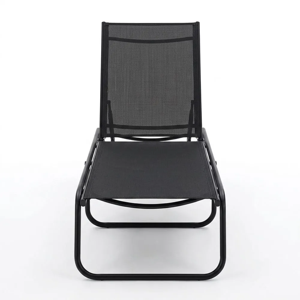 Tumbona Exterior Acero Textileno Negro 190x60x35 cm