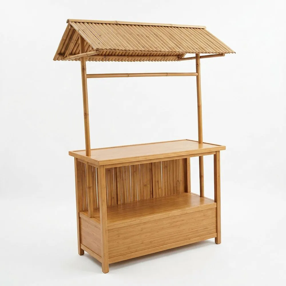 Carrito de Venta de Bambú con Techo Rectangular