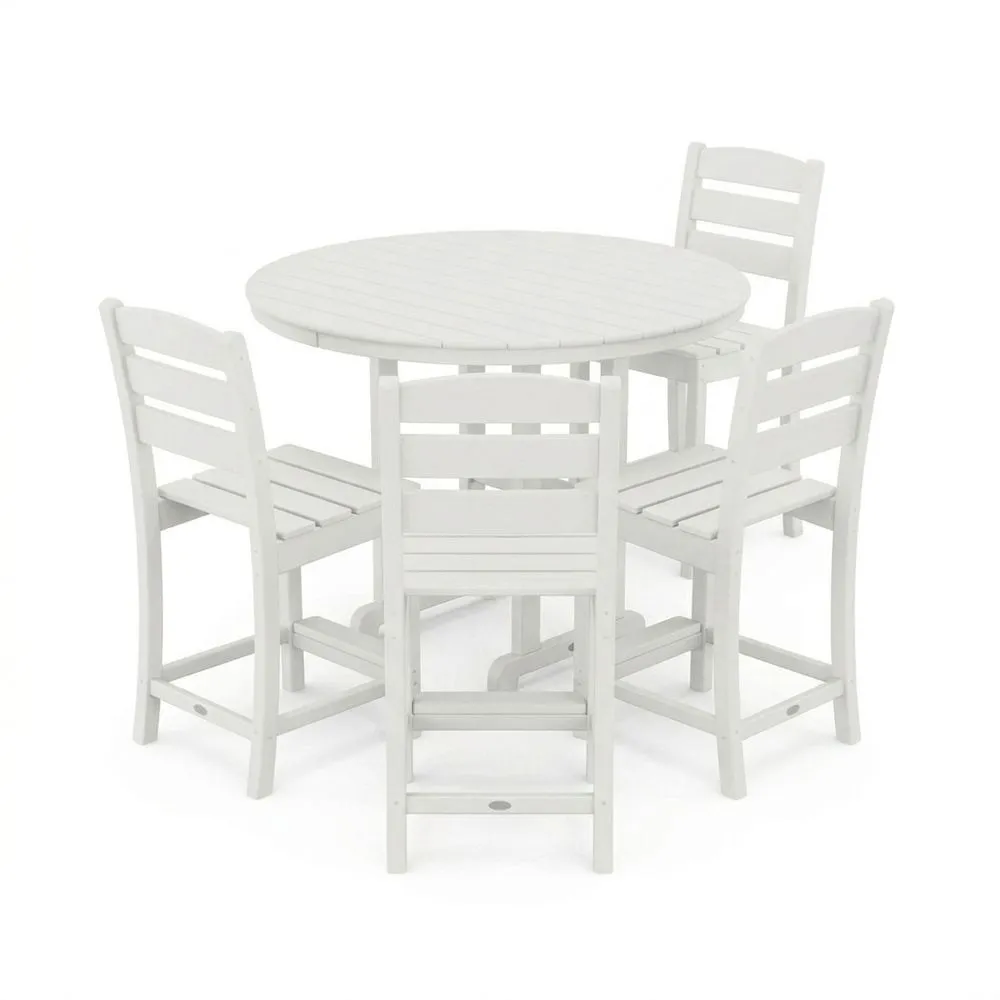Conjunto de mesa y sillas redondas de madera plástica blanca 106 cm