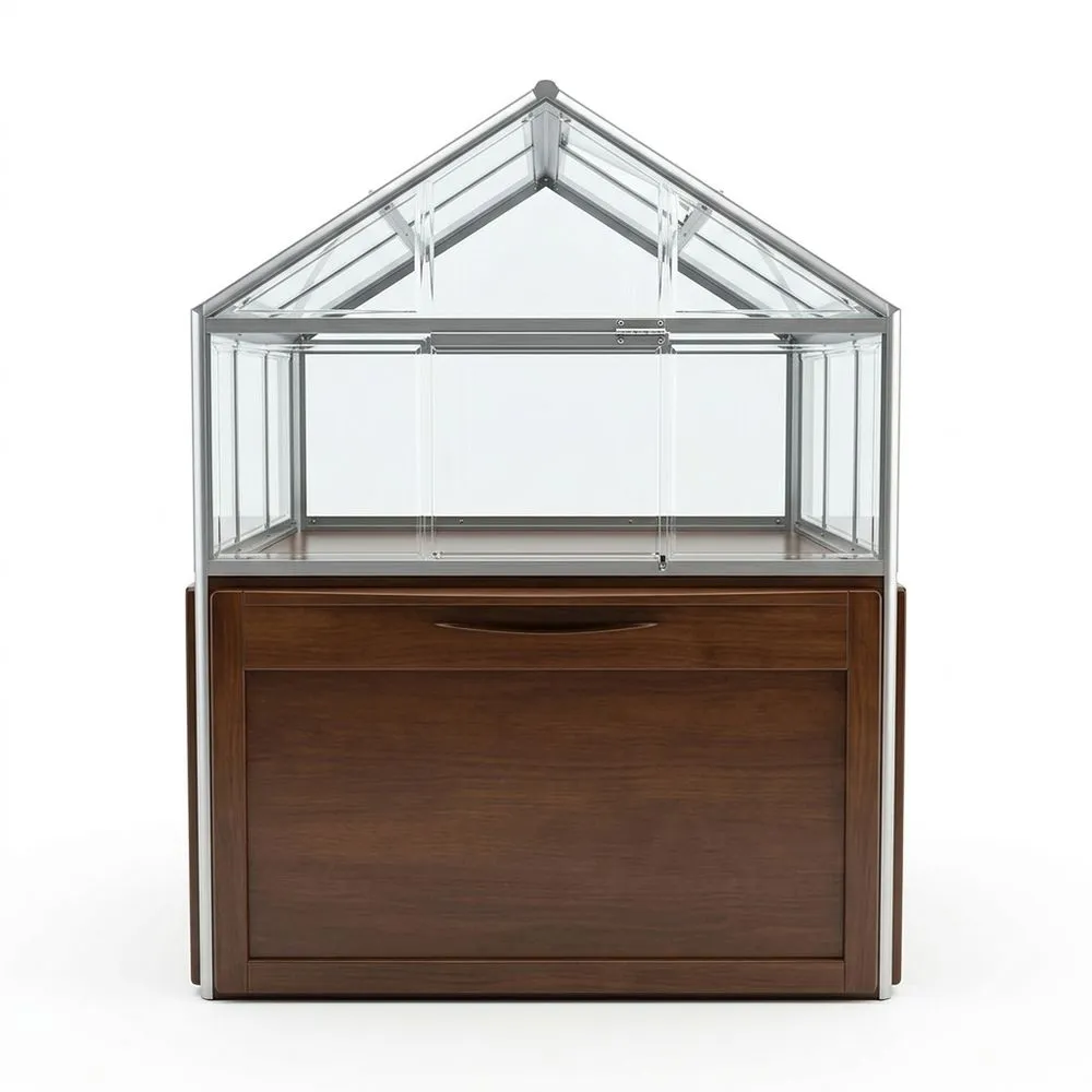 Invernadero de madera de nogal y fibra de vidrio marrón 150x70x180cm