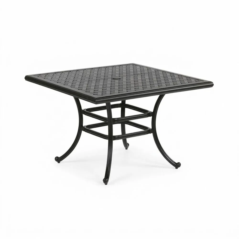 Mesa cuadrada de aluminio negro para exterior 90x90x75 cm