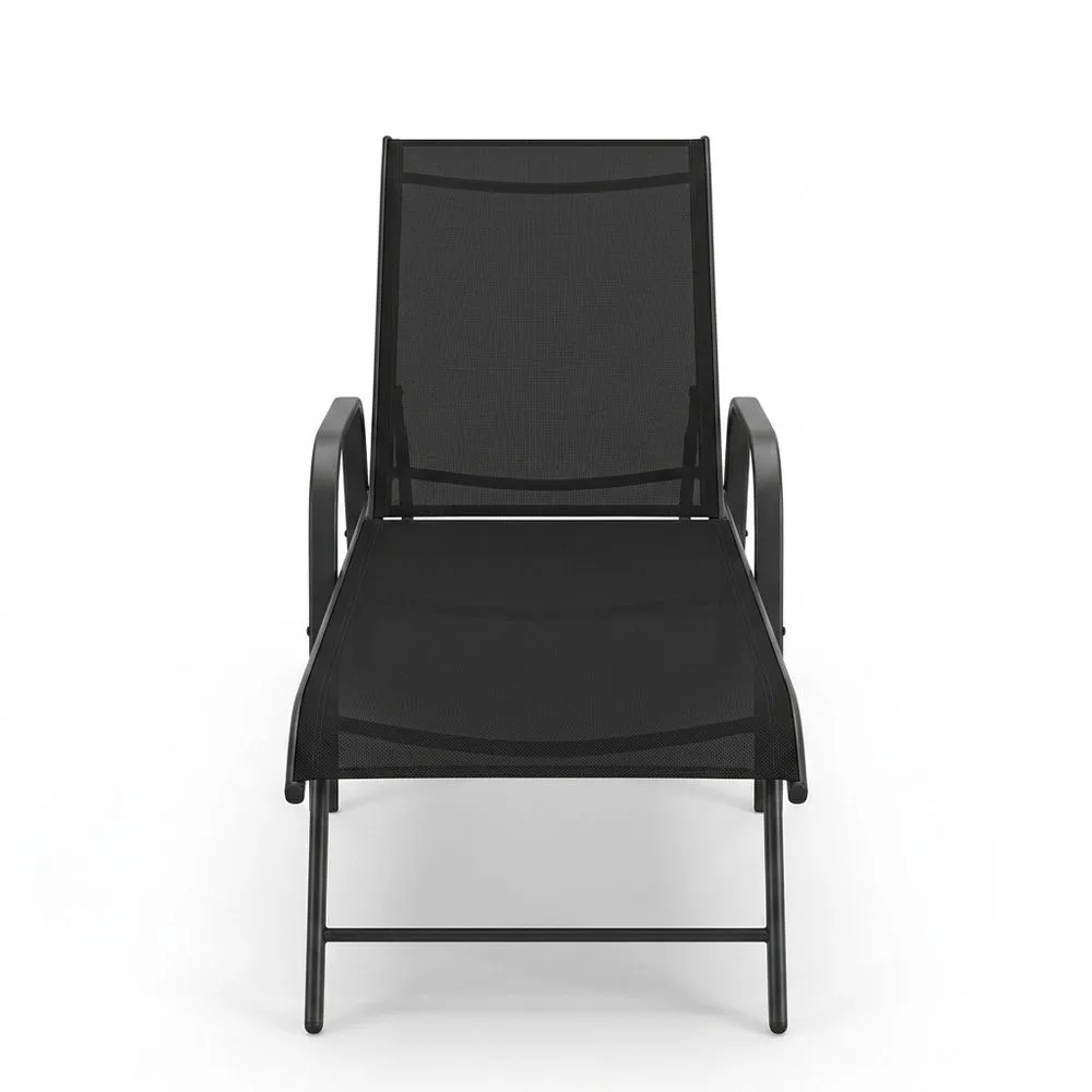 Tumbona de malla textilene negra con estructura de acero ajustable