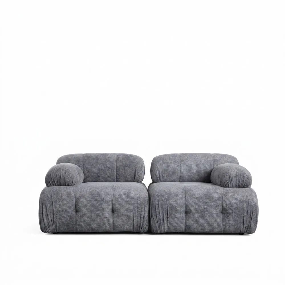 Sofá modular de 2 plazas de fibra de poliéster gris