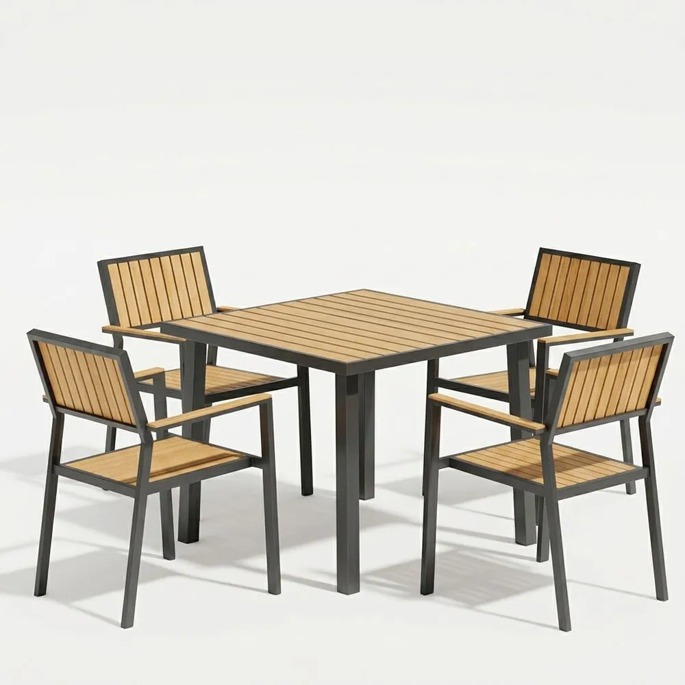 Conjunto de muebles de exterior de teca y aluminio