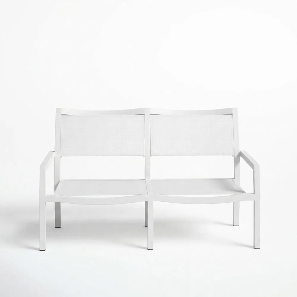 Banco de jardín de aluminio blanco 2 plazas