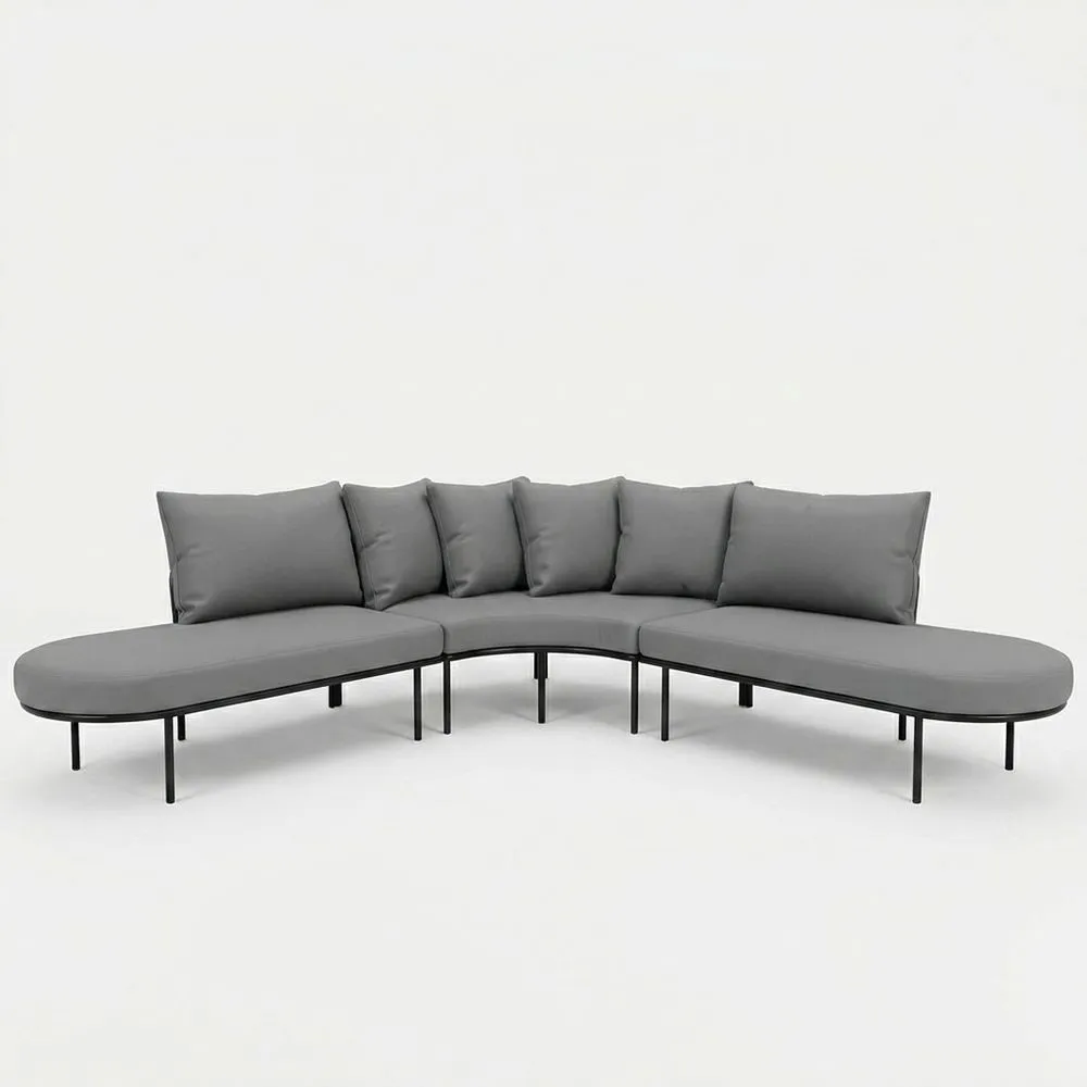 Sofá esquinero modular de fibra de poliéster gris