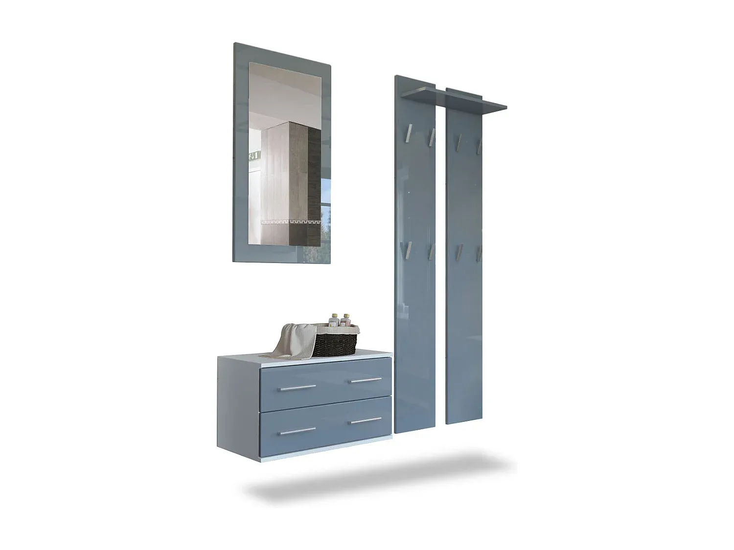 Moderne Hochglanz-Garderobenschrank in Brombeer