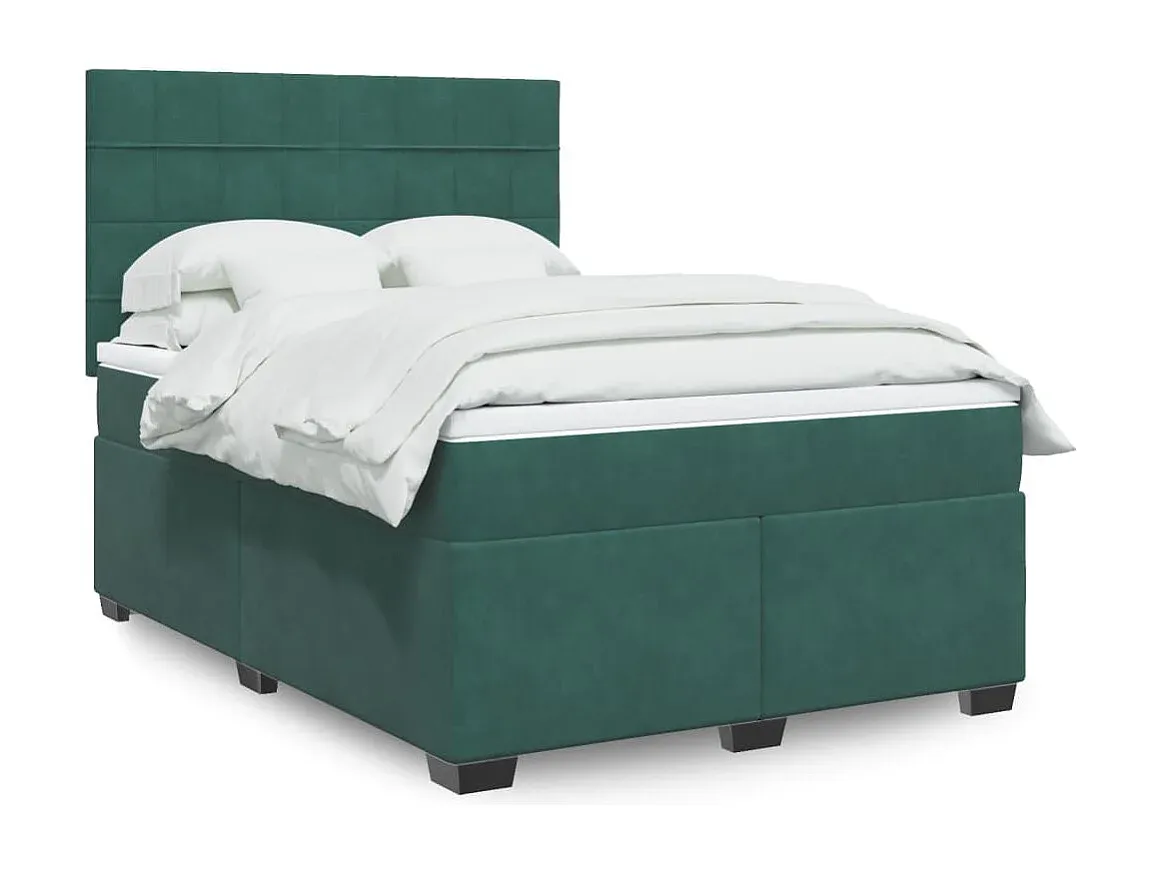Elegantes Boxspringbett Dunkelgrün 160x200 cm Samtbezug