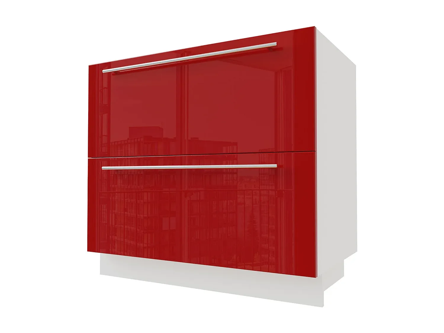 Küchenschrank mit Schubladen in Karminrot Hochglanz