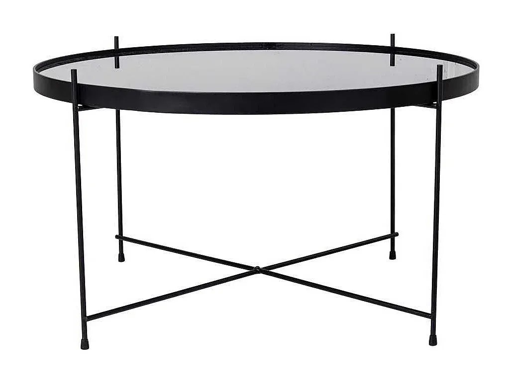 Moderner Couchtisch mit runder Glasplatte aus Stahl