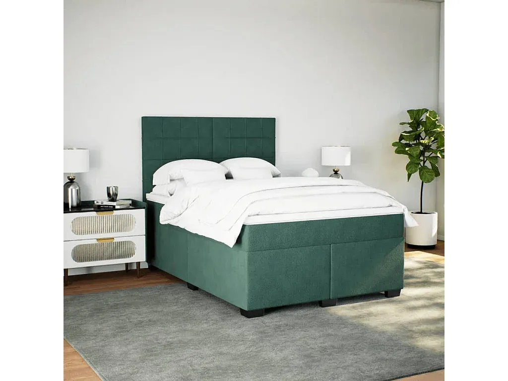 Elegantes Boxspringbett Dunkelgrün 160x200 cm Samtbezug