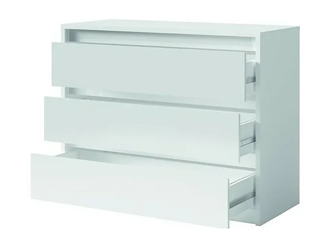 Kommode mit 3 Schubladen in Hochglanz Weiß